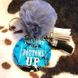Bottoms Up Pom Pom Tassel Keychain